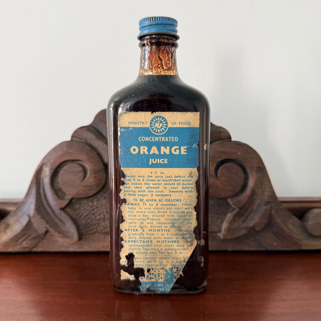 Vintage Ministry of Food Orange Juice Bottle Full Original Contents