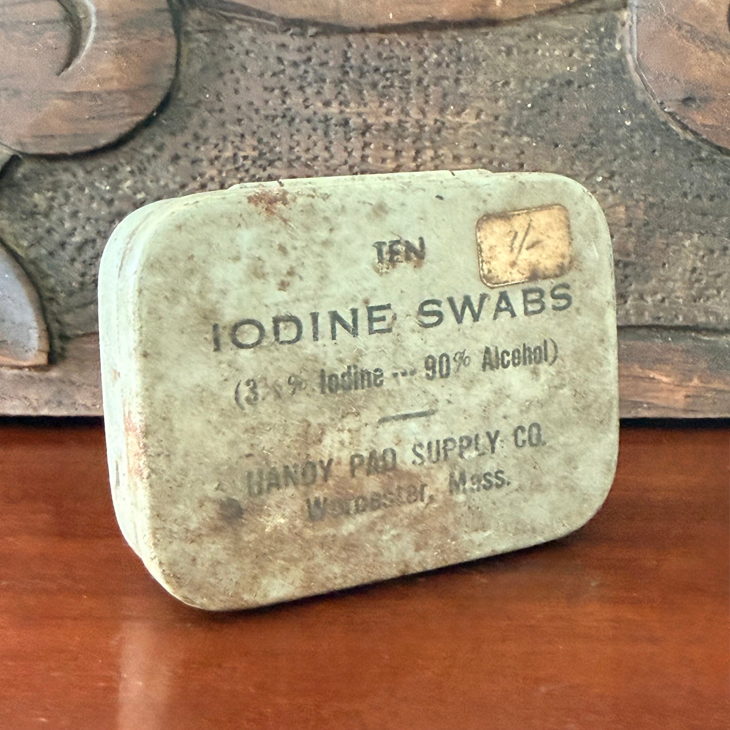 Vintage Iodine Swabs Tin Handy Pad Supply Co Medical Kit