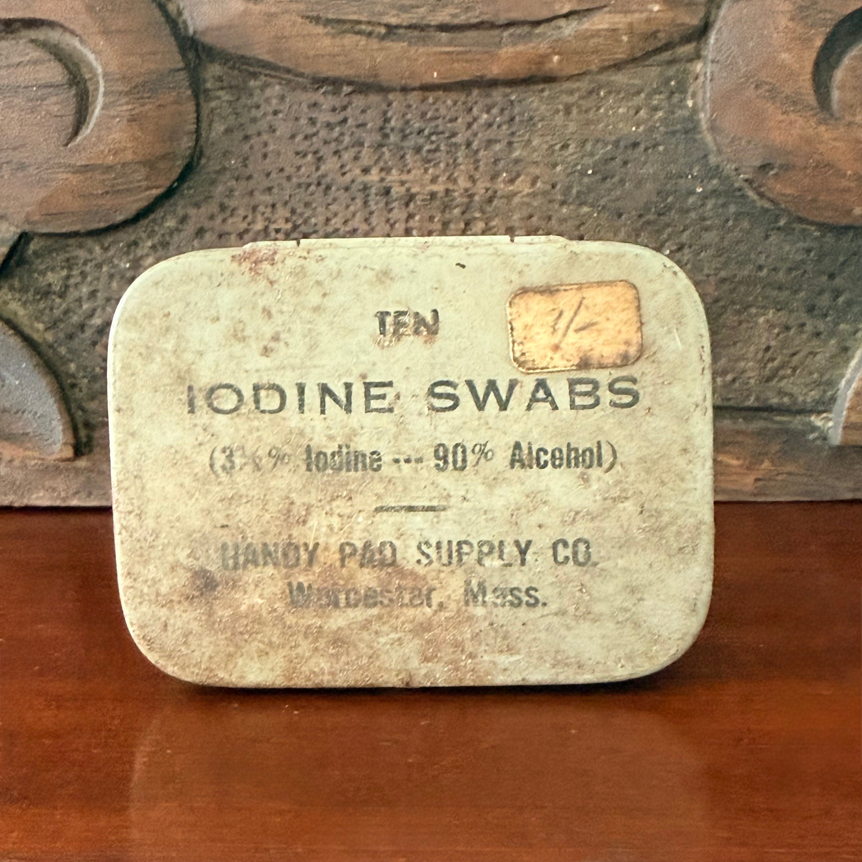 Vintage Iodine Swabs Tin Handy Pad Supply Co Medical Kit