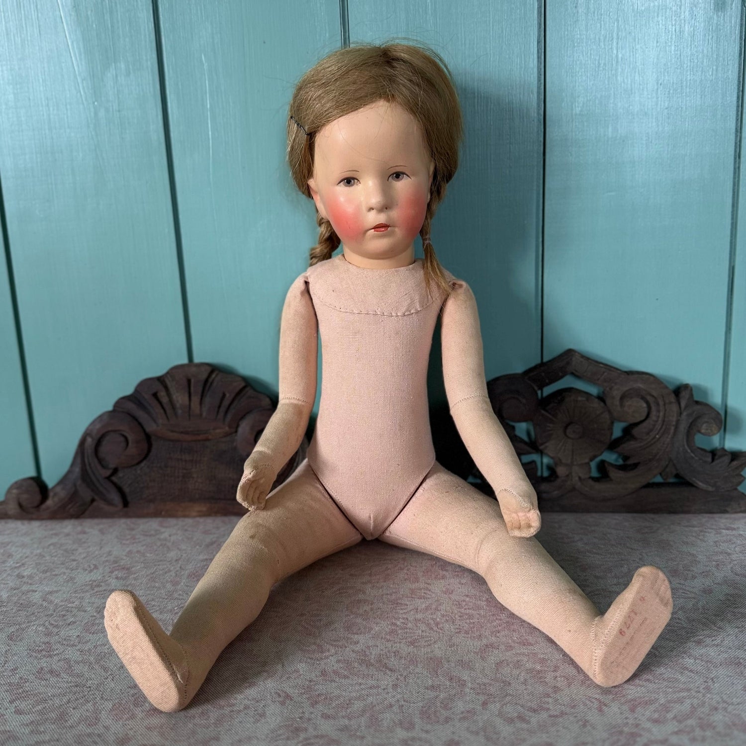 Vintage Käthe Kruse Doll 1779 Plastic Head Cloth Body 50cm