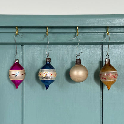 Boxed Set of 12 Miniature Vintage Glass Christmas Baubles