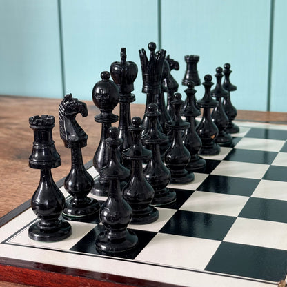 Vintage Chinese Wooden Figural International Chess Set Original Box