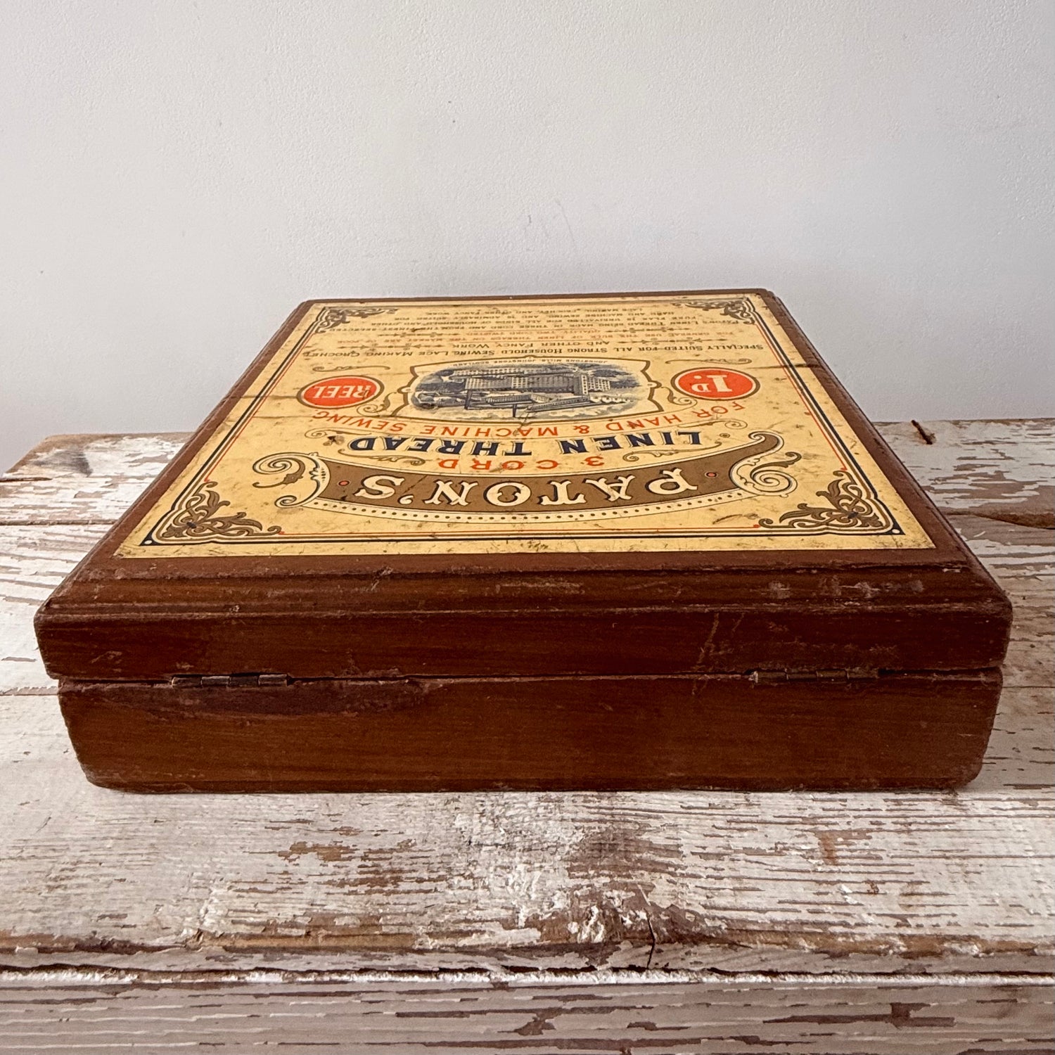 Antique Paton’s Linen Thread Wooden Shop Display Box Johnstone Scotland