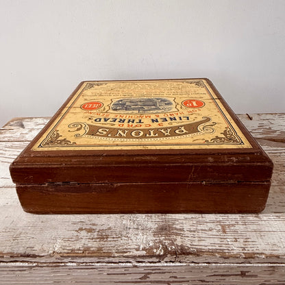 Antique Paton’s Linen Thread Wooden Shop Display Box Johnstone Scotland