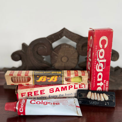 Vintage Dental Advertising Lot Colgate Gibbs False Teeth Toothbrush