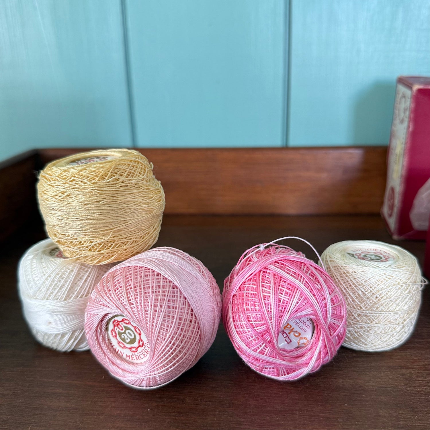 Vintage Coats Mercer-Crochet Cotton Thread Box Mixed Colours Unused