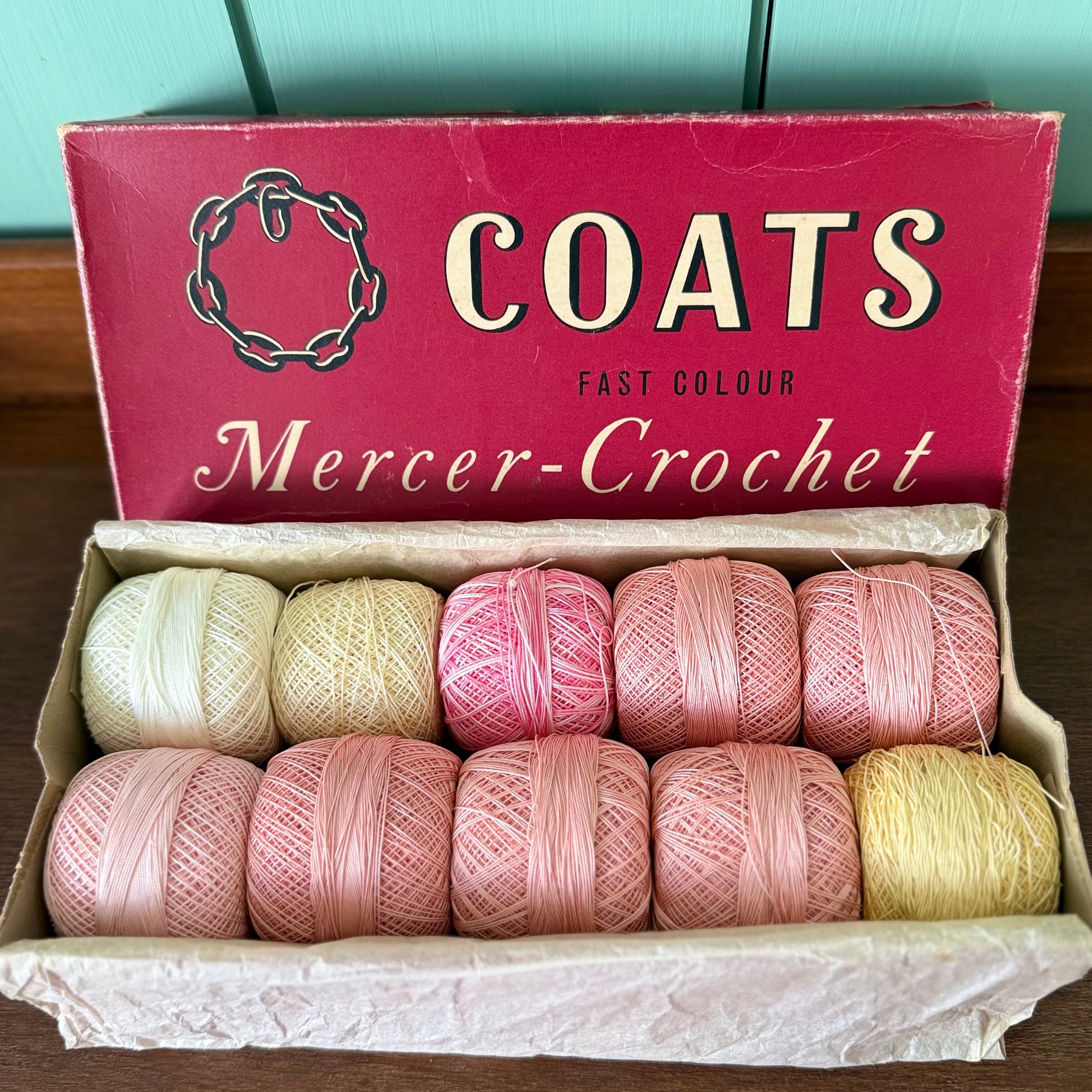 Vintage Coats Mercer-Crochet Cotton Thread Box Mixed Colours Unused