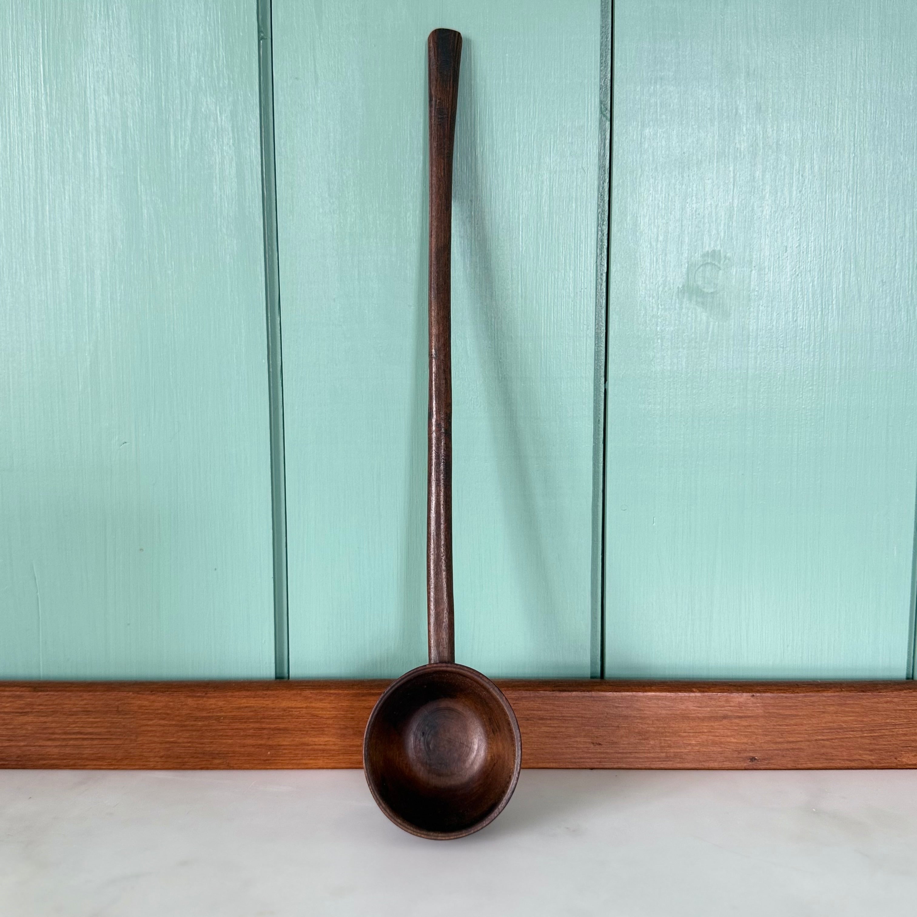 Antique Welsh Cawl Spoon Treen Wooden Ladle