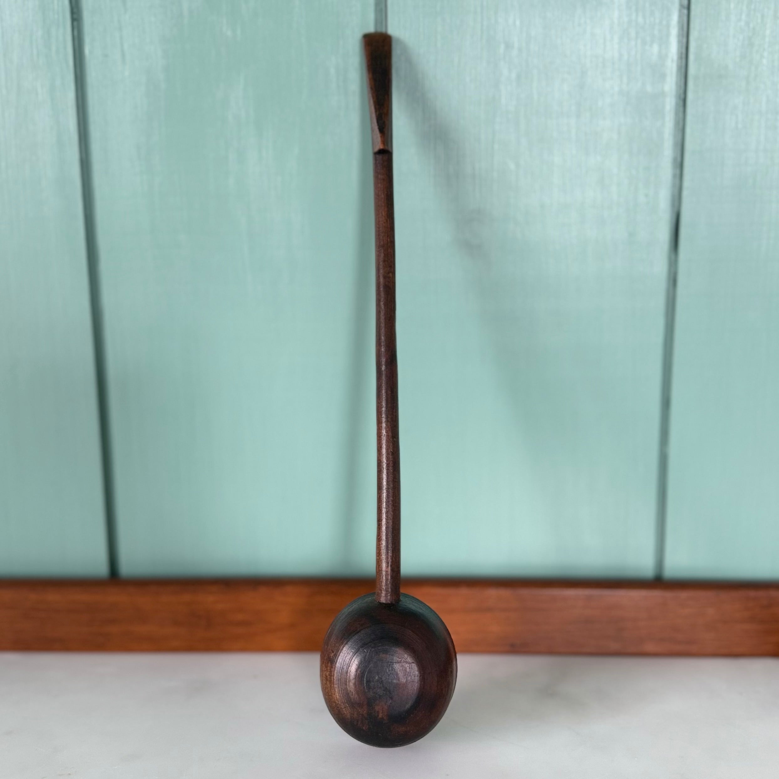 Antique Welsh Cawl Spoon Treen Wooden Ladle