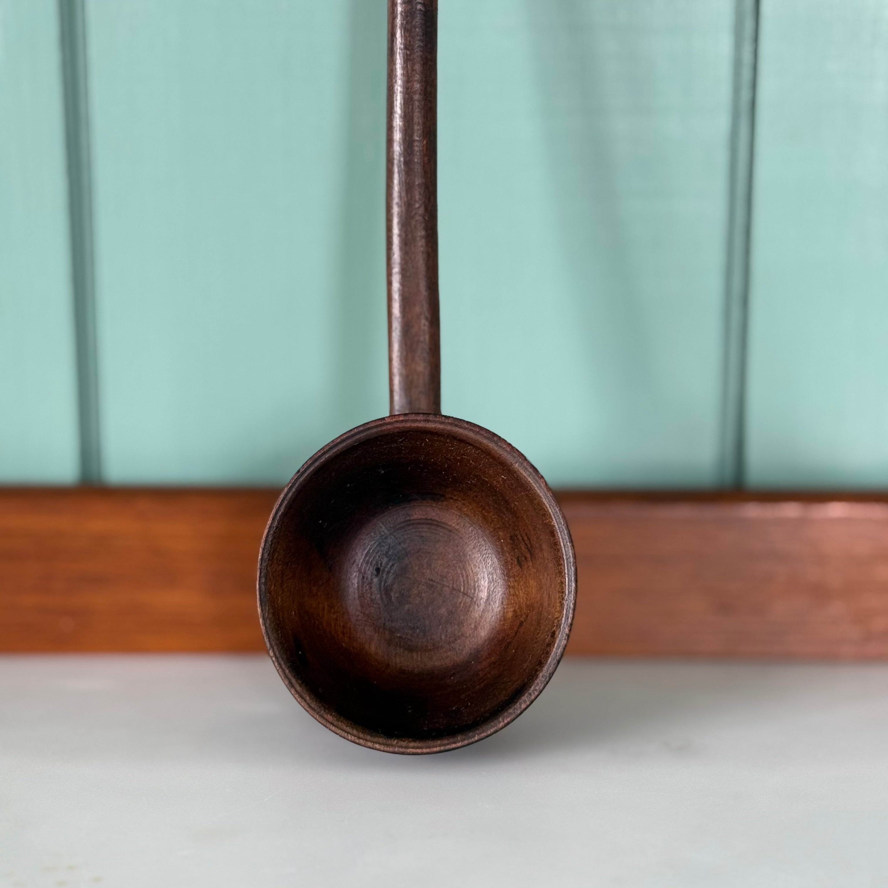 Antique Welsh Cawl Spoon Treen Wooden Ladle