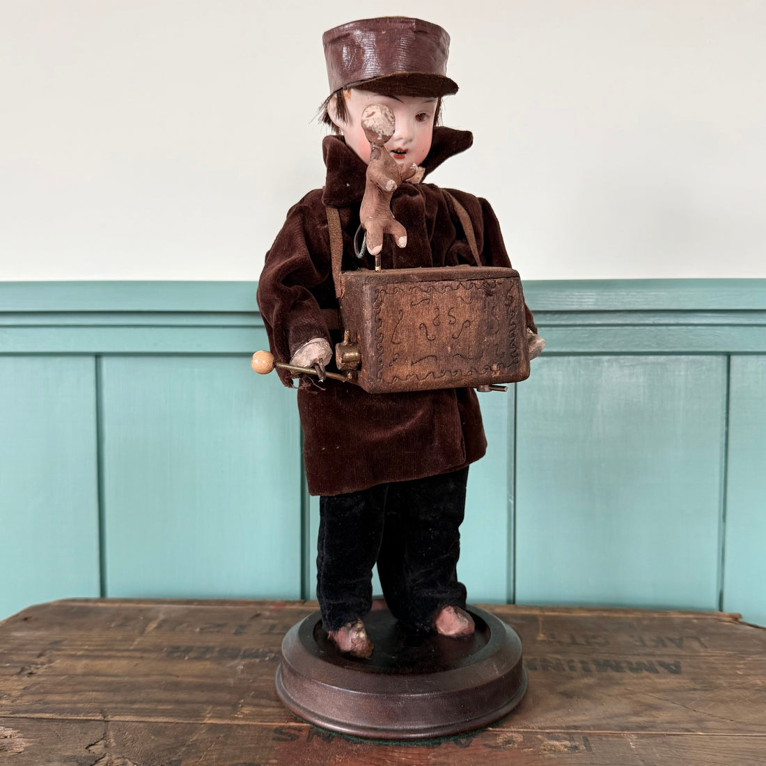 Antique German Organ Grinder Monkey Automaton Recknagel Bisque Head c1900