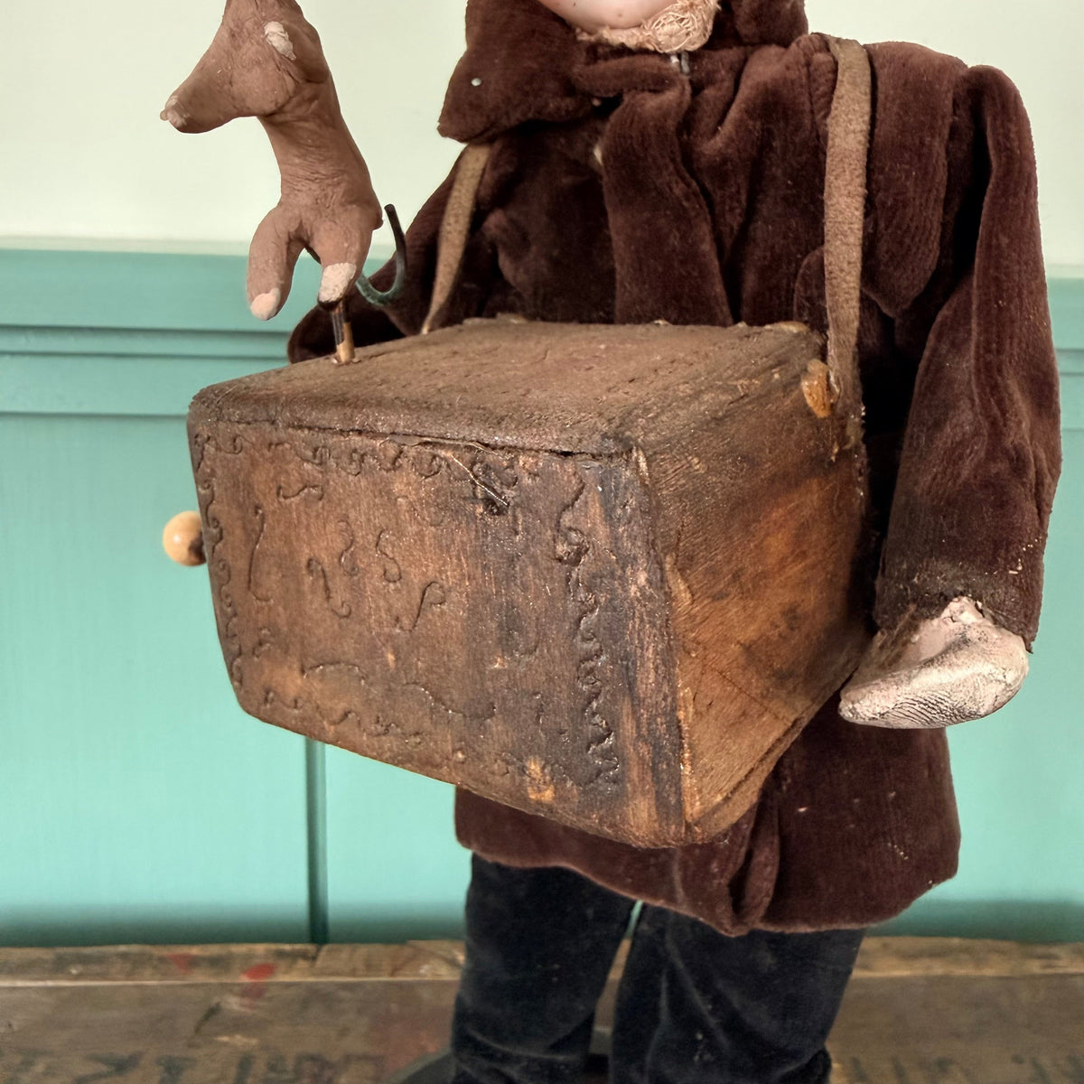 Antique German Organ Grinder Monkey Automaton Recknagel Bisque Head c1900