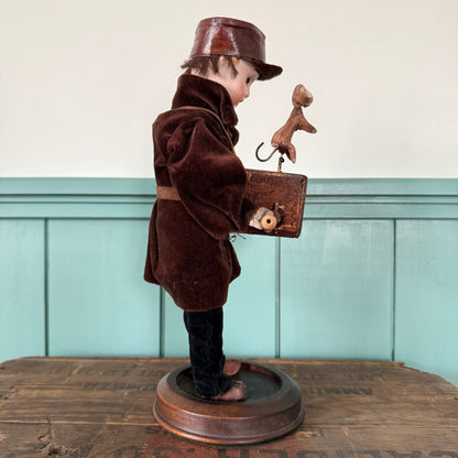 Antique German Organ Grinder Monkey Automaton Recknagel Bisque Head c1900