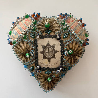 WW1 Coldstream Guards Sweetheart Pin Cushion Beaded Heart Think of Me