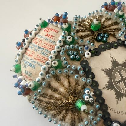 WW1 Coldstream Guards Sweetheart Pin Cushion Beaded Heart Think of Me