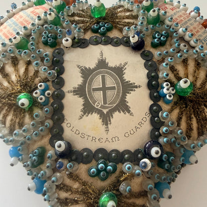 WW1 Coldstream Guards Sweetheart Pin Cushion Beaded Heart Think of Me