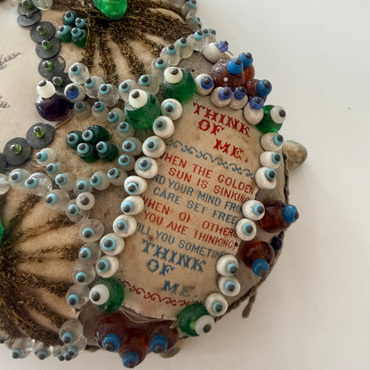 WW1 Coldstream Guards Sweetheart Pin Cushion Beaded Heart Think of Me