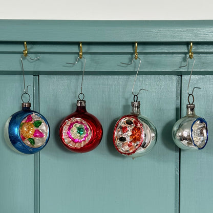 Boxed Set of 12 Vintage Concave Reflector Glass Baubles