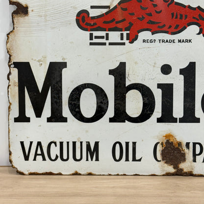Gargoyle Mobiloil Enamel Advertising Sign Vacuum Oil Company c1920