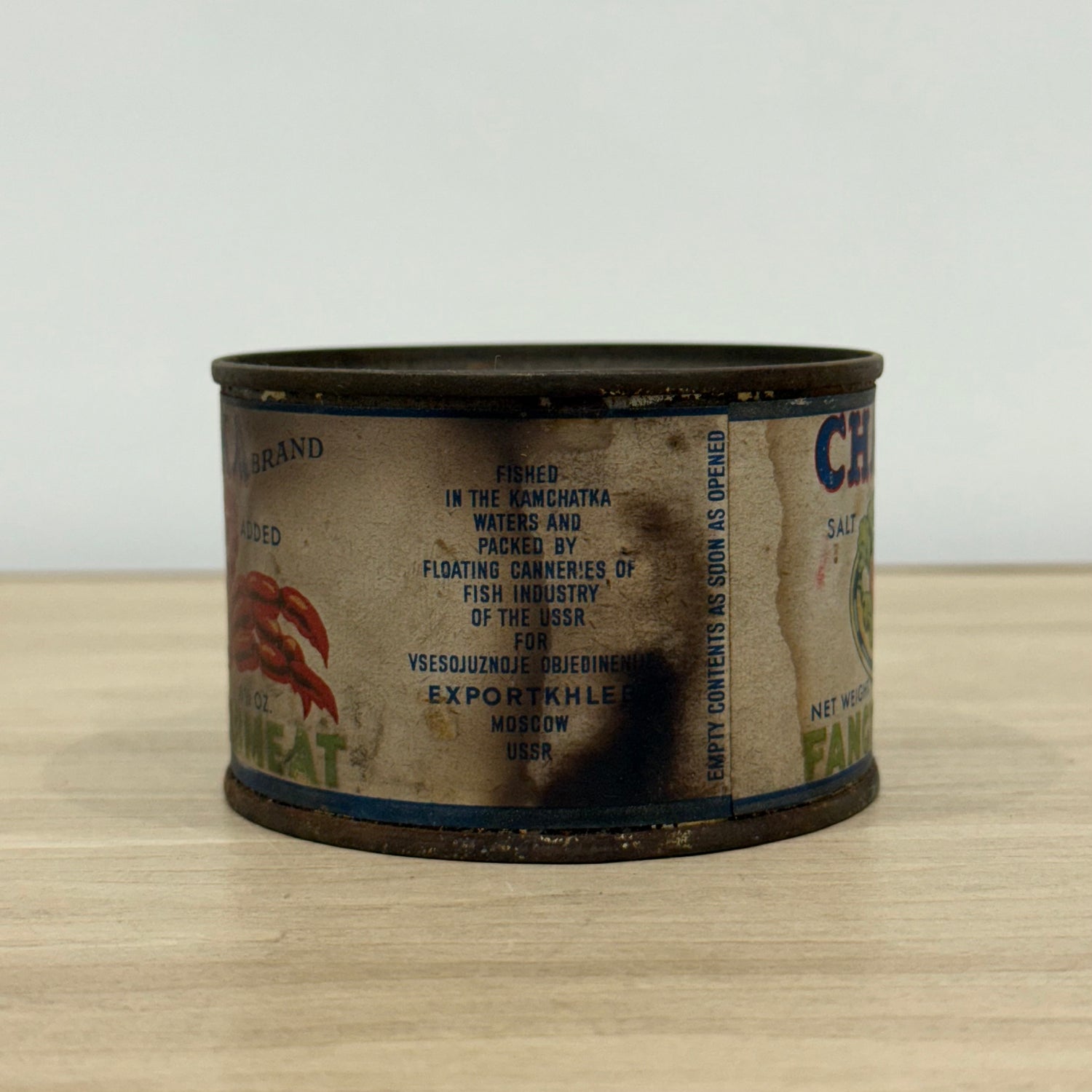 Vintage Chatka Crab Meat Unopened Tin USSR Soviet Export Fancy Crab Display