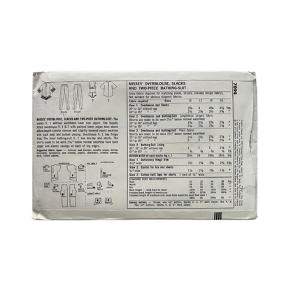 Simplicity 7094 Womens Size 12 Blouse Trousers Swimsuit FF