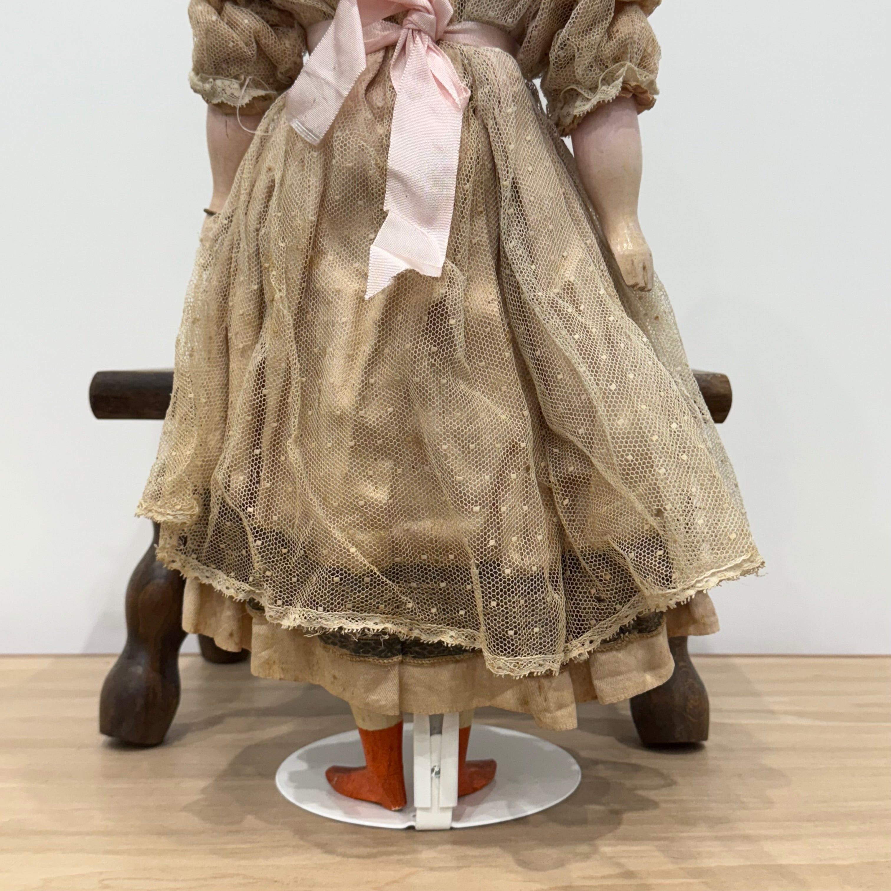 Antique Wax Head “Pumpkin Head” Doll with Original Dress c.1870