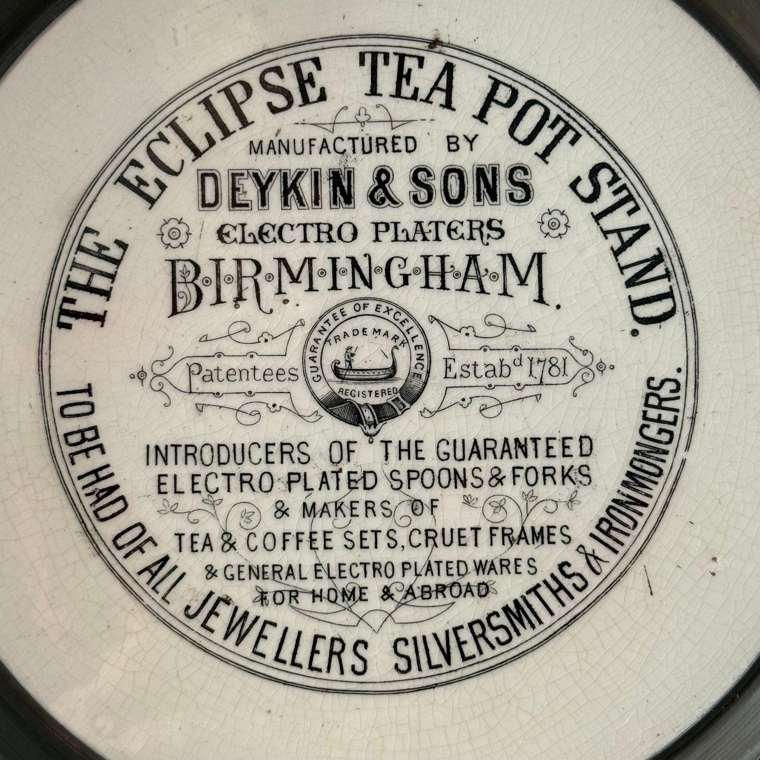 Queen Victoria Jubilee Tea Pot Stand Deykin &amp; Sons Ceramic 18.5cm