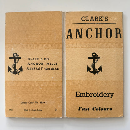 Vintage Clark’s Anchor Embroidery Thread Colour Shade Card c.1954