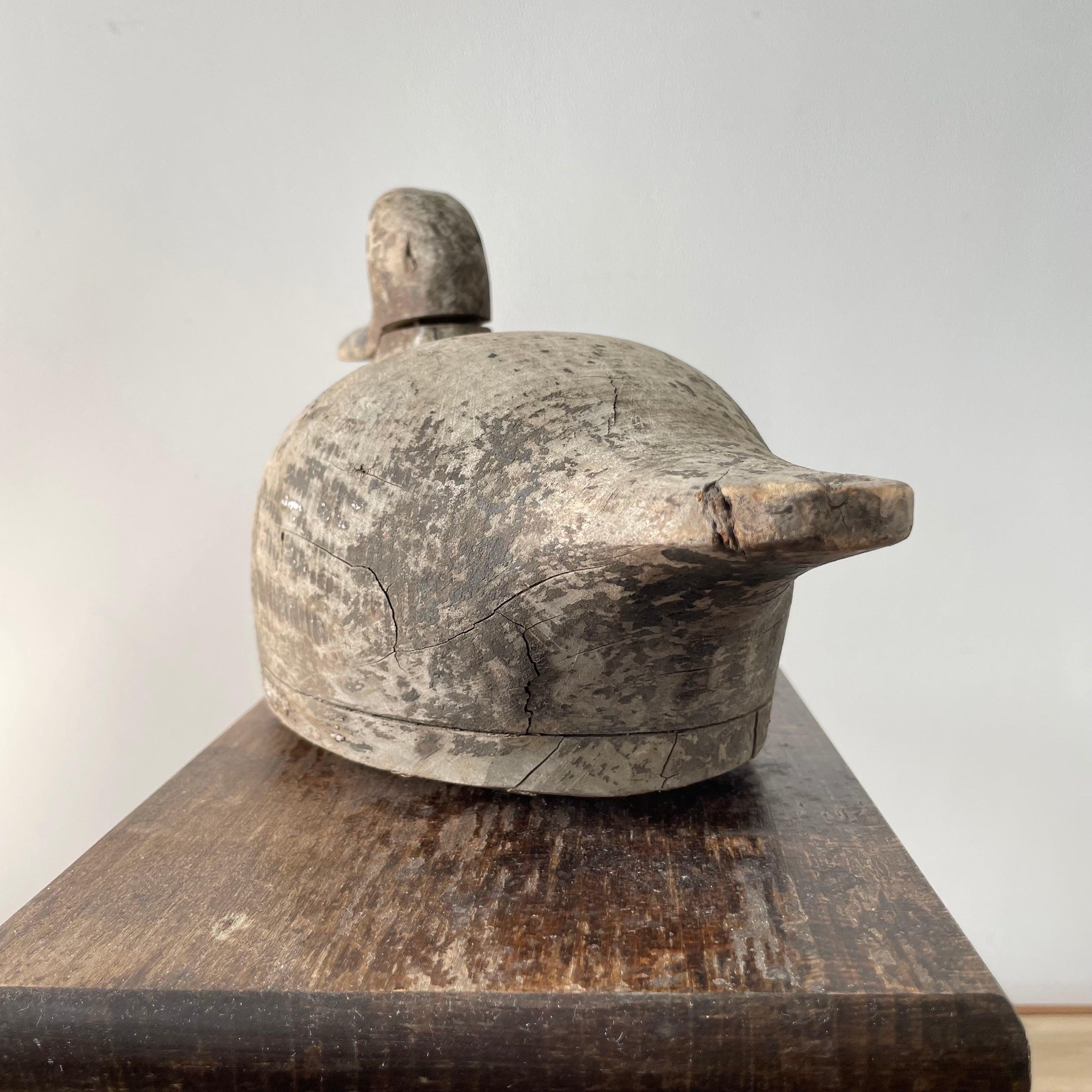 Antique Wooden Duck Decoy – Hand-Carved Folk Art Hunting Decoy with Original Patina