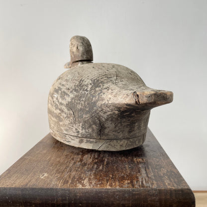 Antique Wooden Duck Decoy – Hand-Carved Folk Art Hunting Decoy with Original Patina