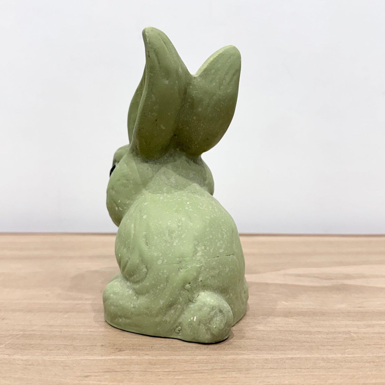 Vintage Green Rabbit Ornament Made in England Matt Pottery Bunny Figure