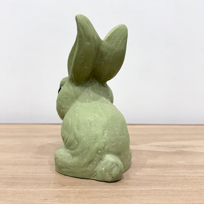 Vintage Green Rabbit Ornament Made in England Matt Pottery Bunny Figure