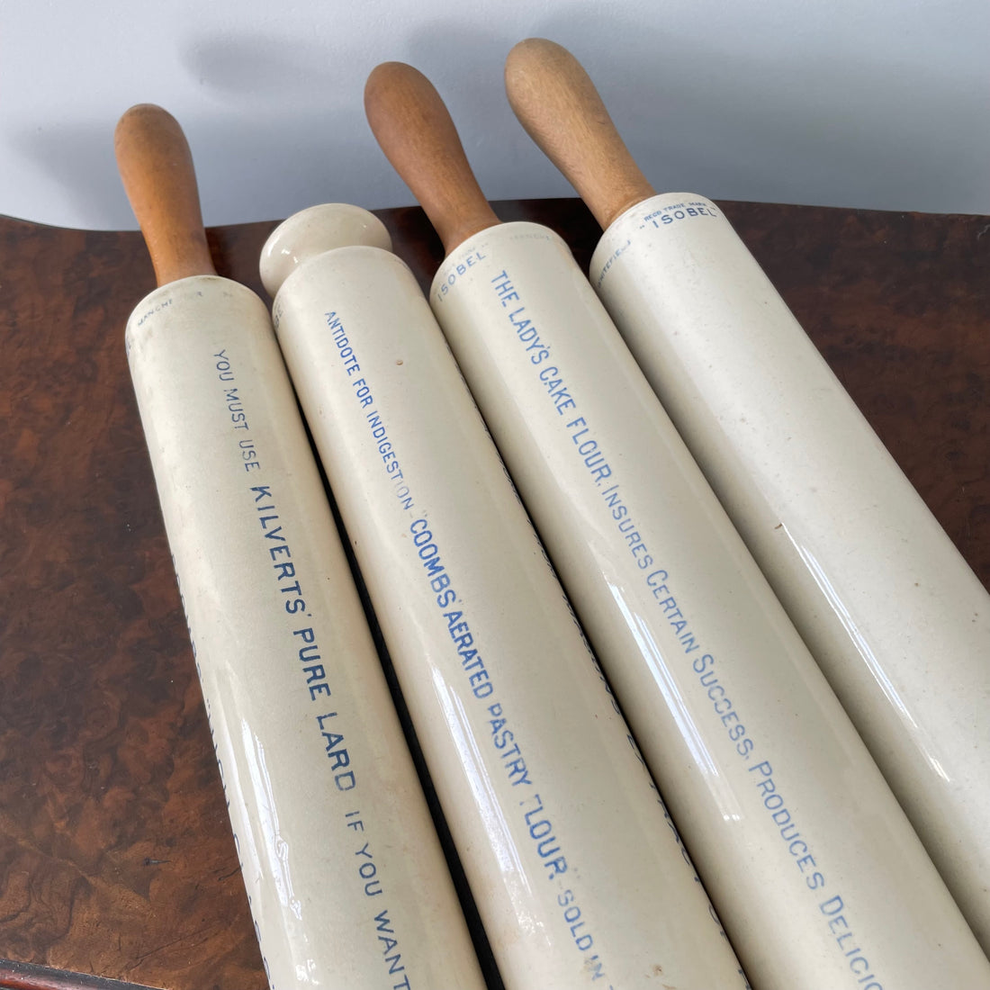 Antique Isobel Ironstone Advertising Rolling Pin – Choice of 4 Variants