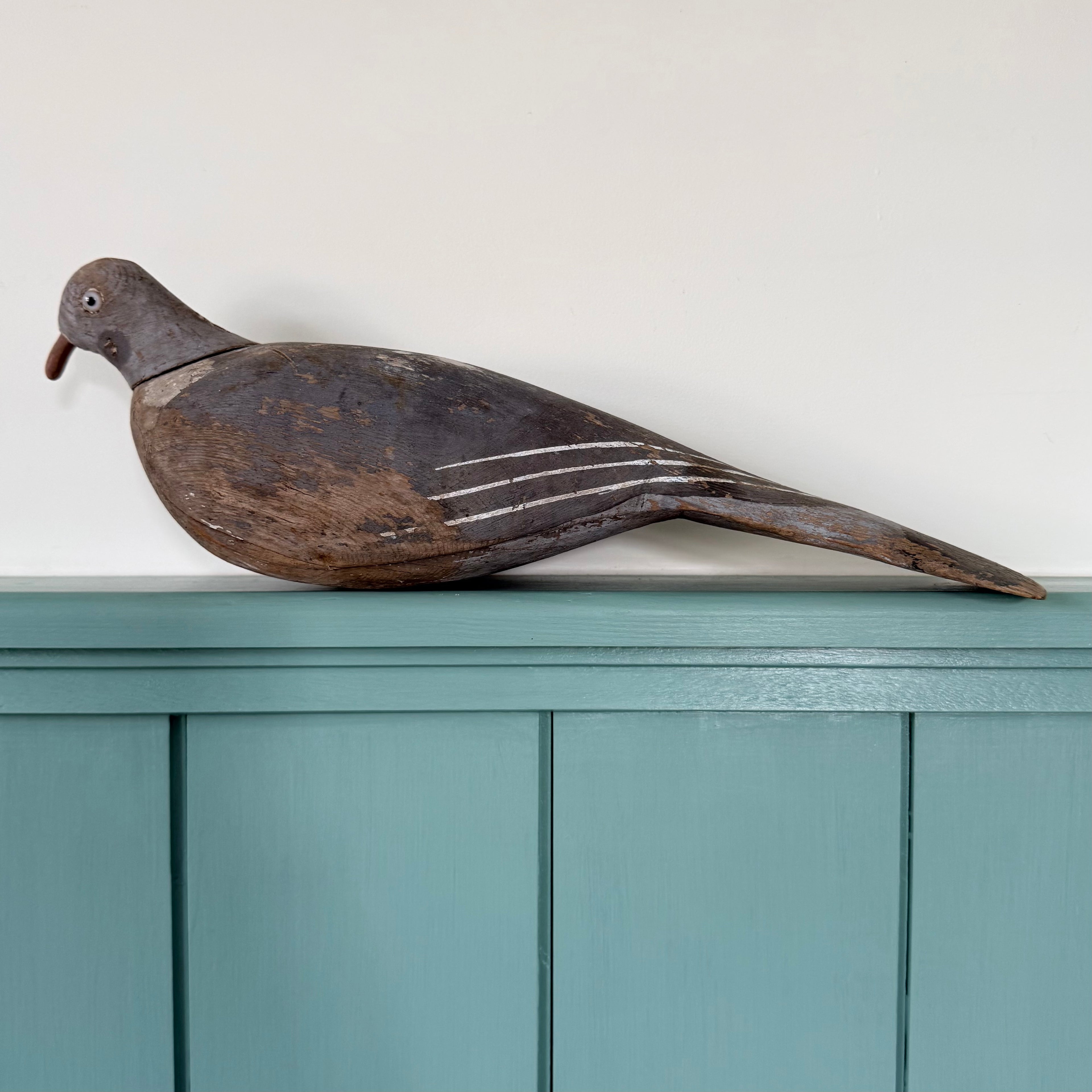 Antique Wooden Pigeon Decoy with Original Paint