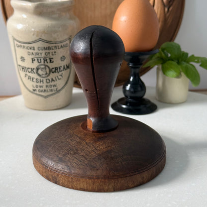 Antique Treen Butter Stamp Acorn Design