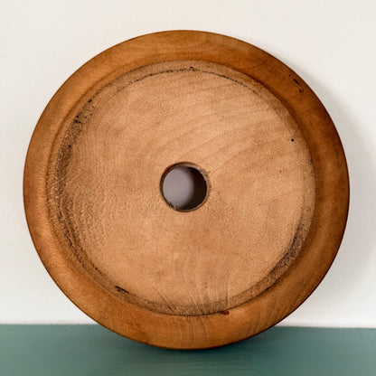 Antique Treen Butter Dish Wooden Surround with Blue Willow Insert