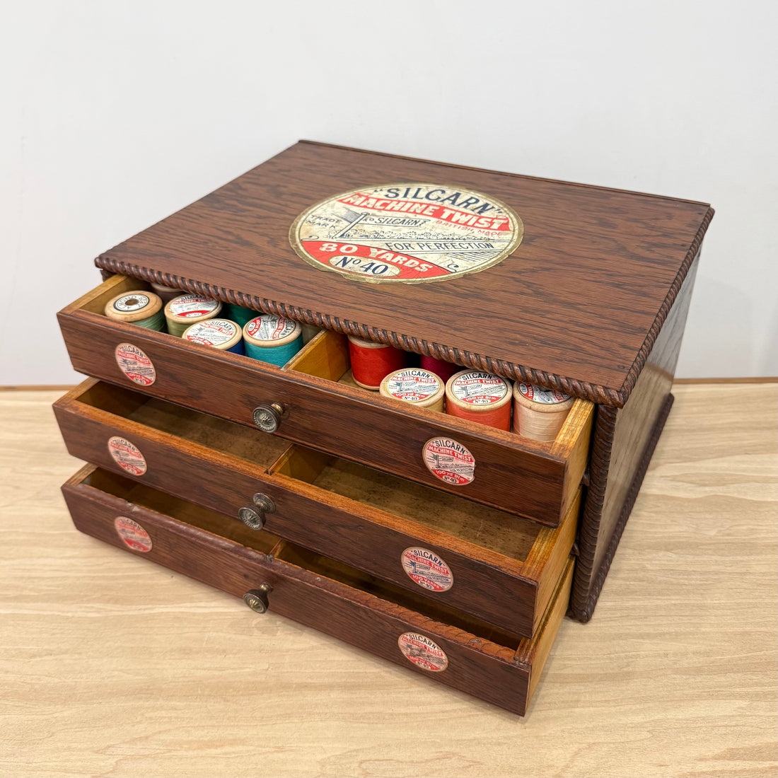 Rare Silcarn Machine Twist Thread Shop Display Cabinet with Drawers