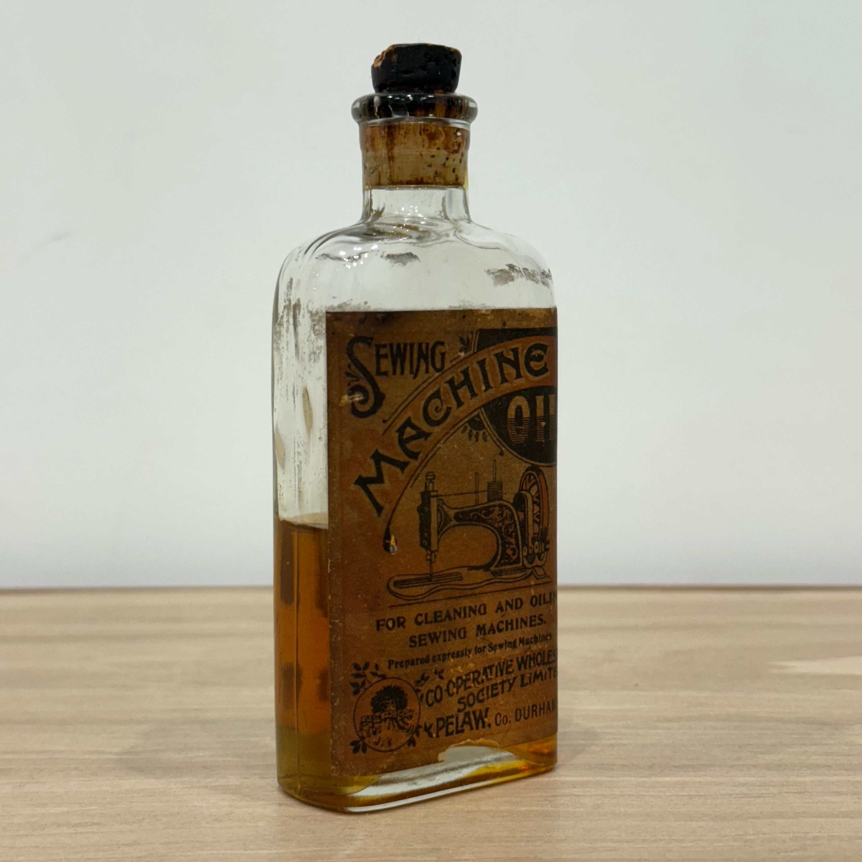 Edwardian Sewing Machine Oil Bottle, Cooperative Wholesale Society, Pelaw
