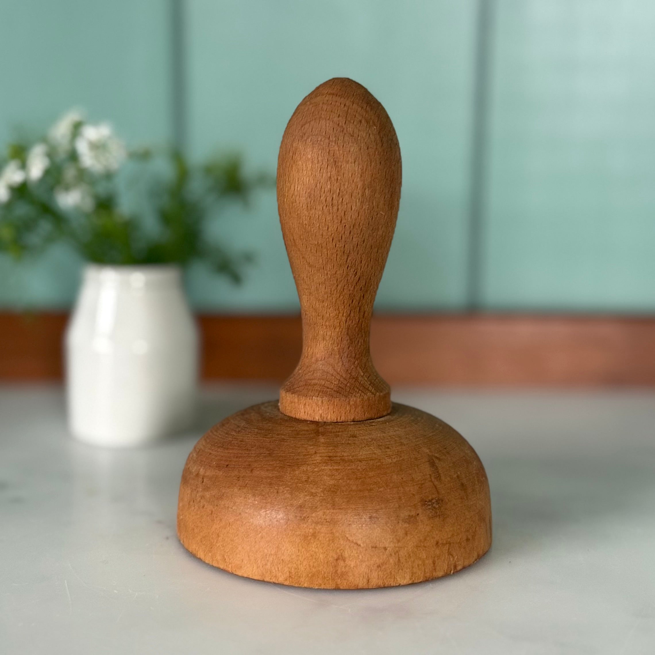 Vintage Carved Wooden Floral Butter Stamp / Treen Dairy Mould