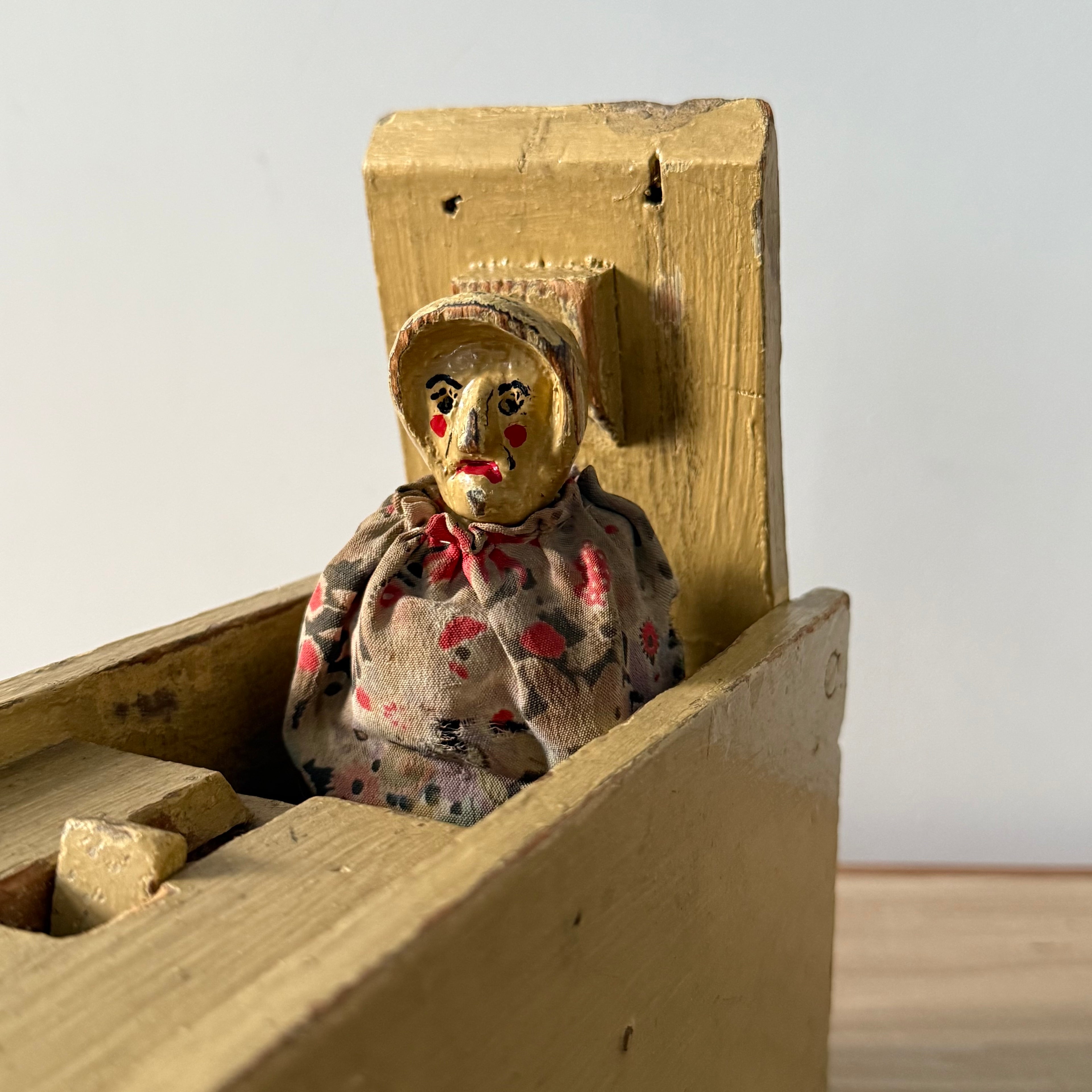 Scratch Built Punch and Judy Style Folk Art Wooden Tableau