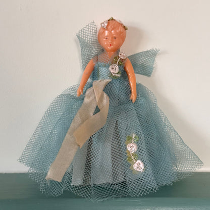 Vintage Blue Christmas Tree-Top Fairy – c.1950s–1960s