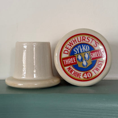 Vintage Dewhurst’s Sylko Ceramic Thread Display Spool 5 cm