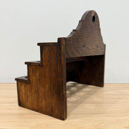 Antique Welsh Cawl Spoon Rack Oak Treen 3 Tier Peg Wall Shelf