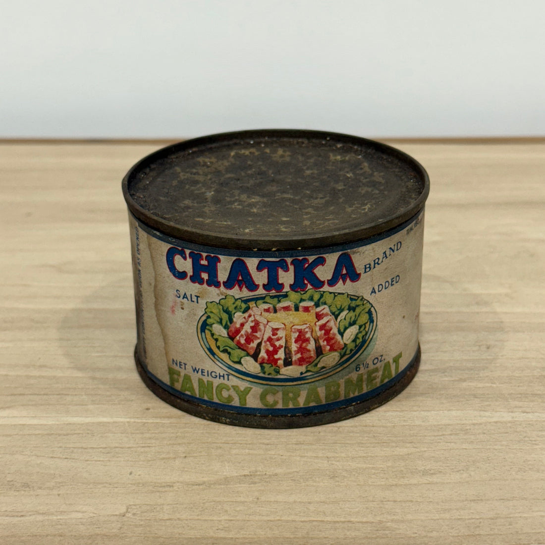 Vintage Chatka Crab Meat Unopened Tin USSR Soviet Export Fancy Crab Display