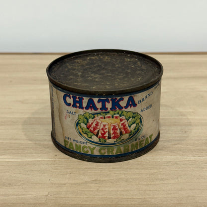 Vintage Chatka Crab Meat Unopened Tin USSR Soviet Export Fancy Crab Display