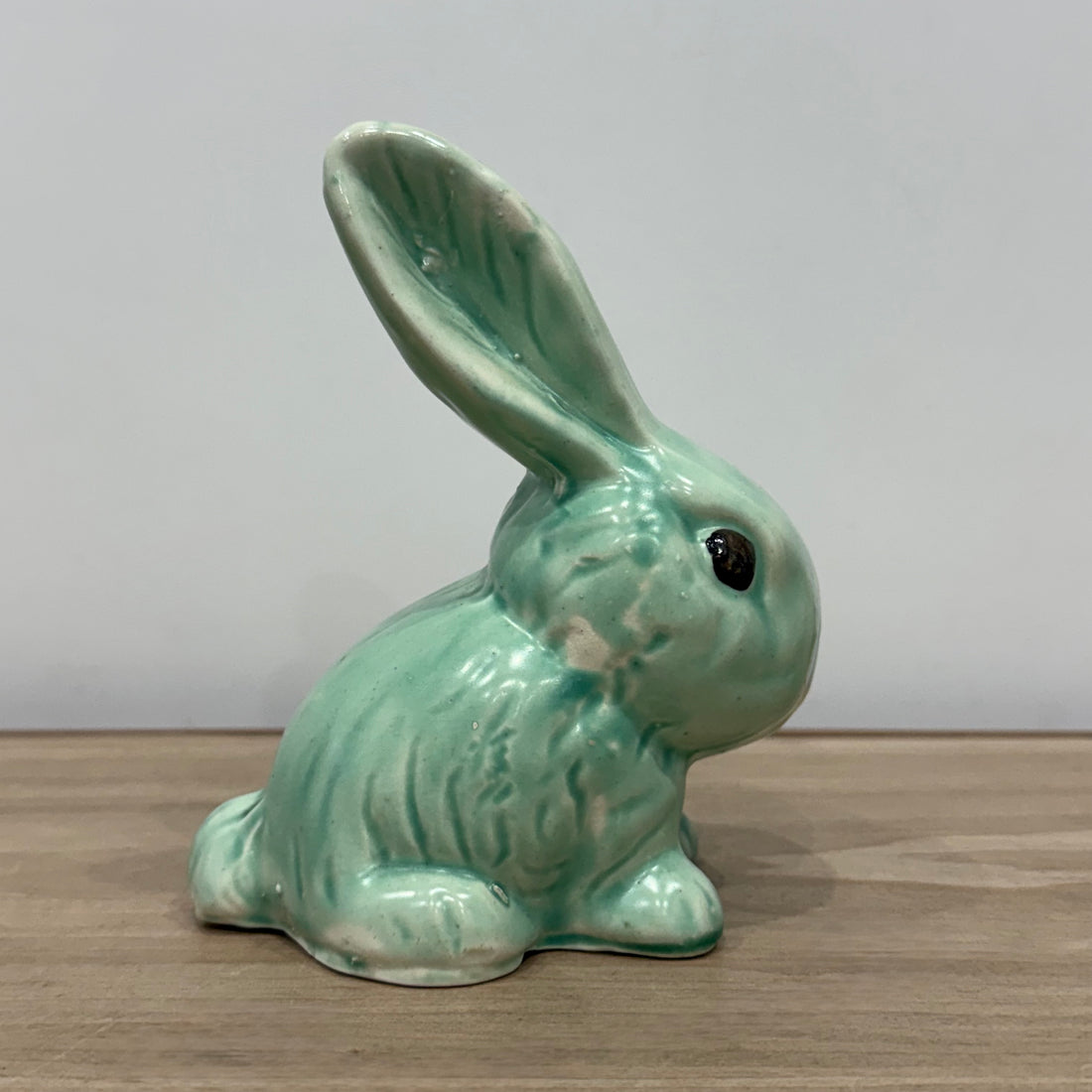 Vintage Green Rabbit Ornament Large Staffordshire Pottery Bunny Figure