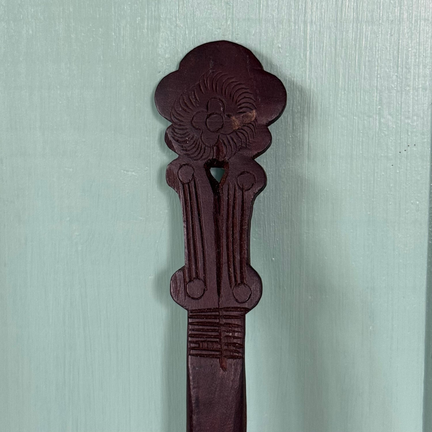 Antique Carved Treen Wooden Spoon Folk Art Love Spoon