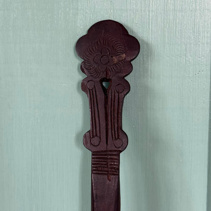 Antique Carved Treen Wooden Spoon Folk Art Love Spoon
