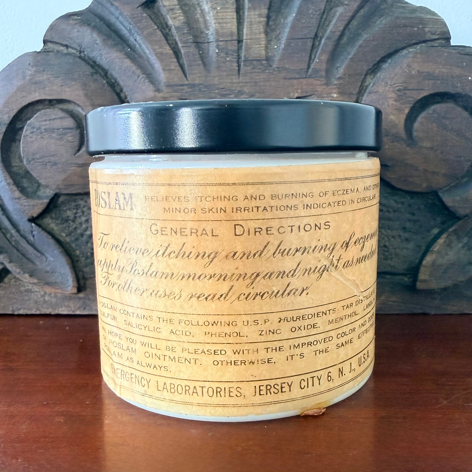 Poslam Ointment Jar 5oz Emergency Laboratories Apothecary Pot