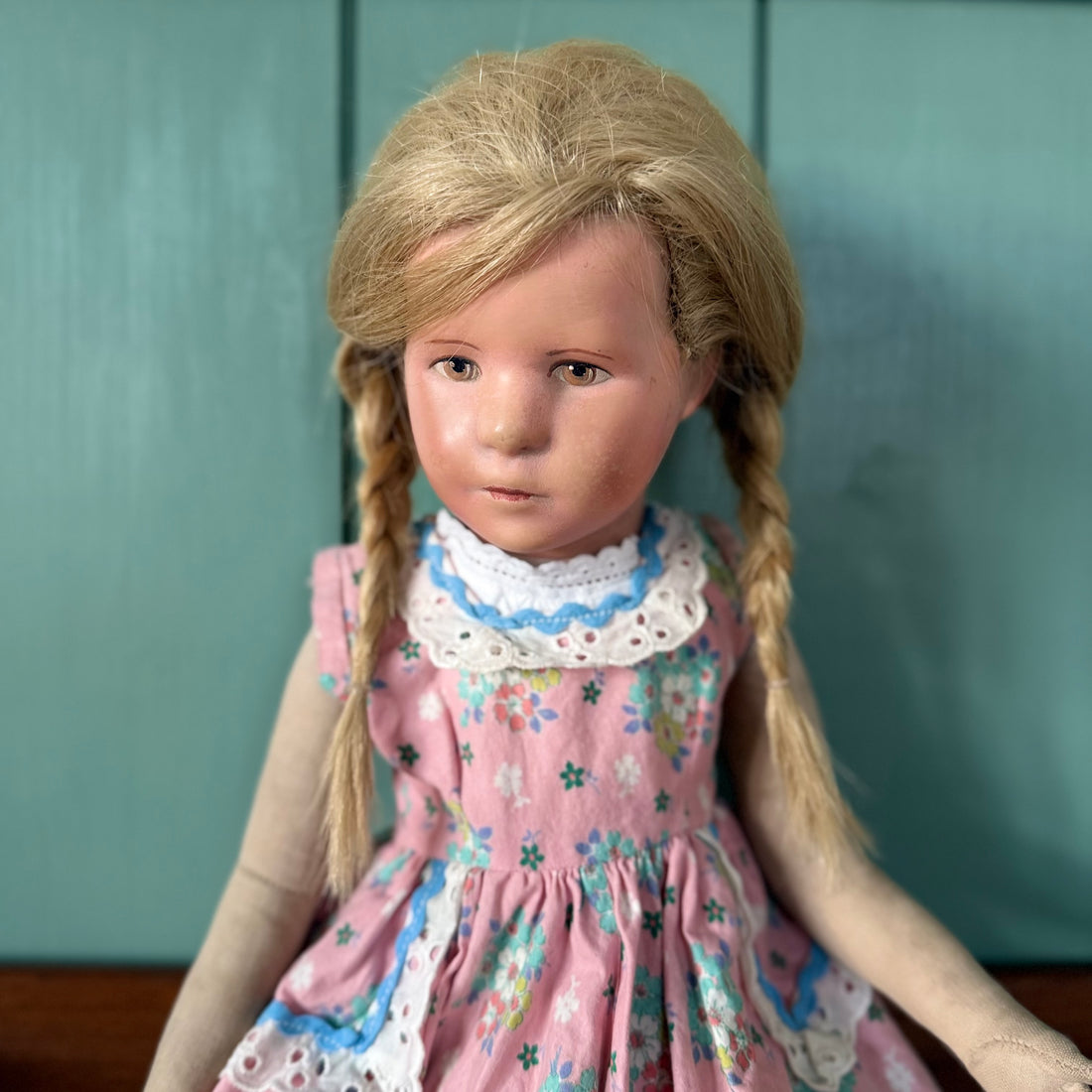 Vintage Käthe Kruse Cloth Doll 50cm Blonde Braids German Doll